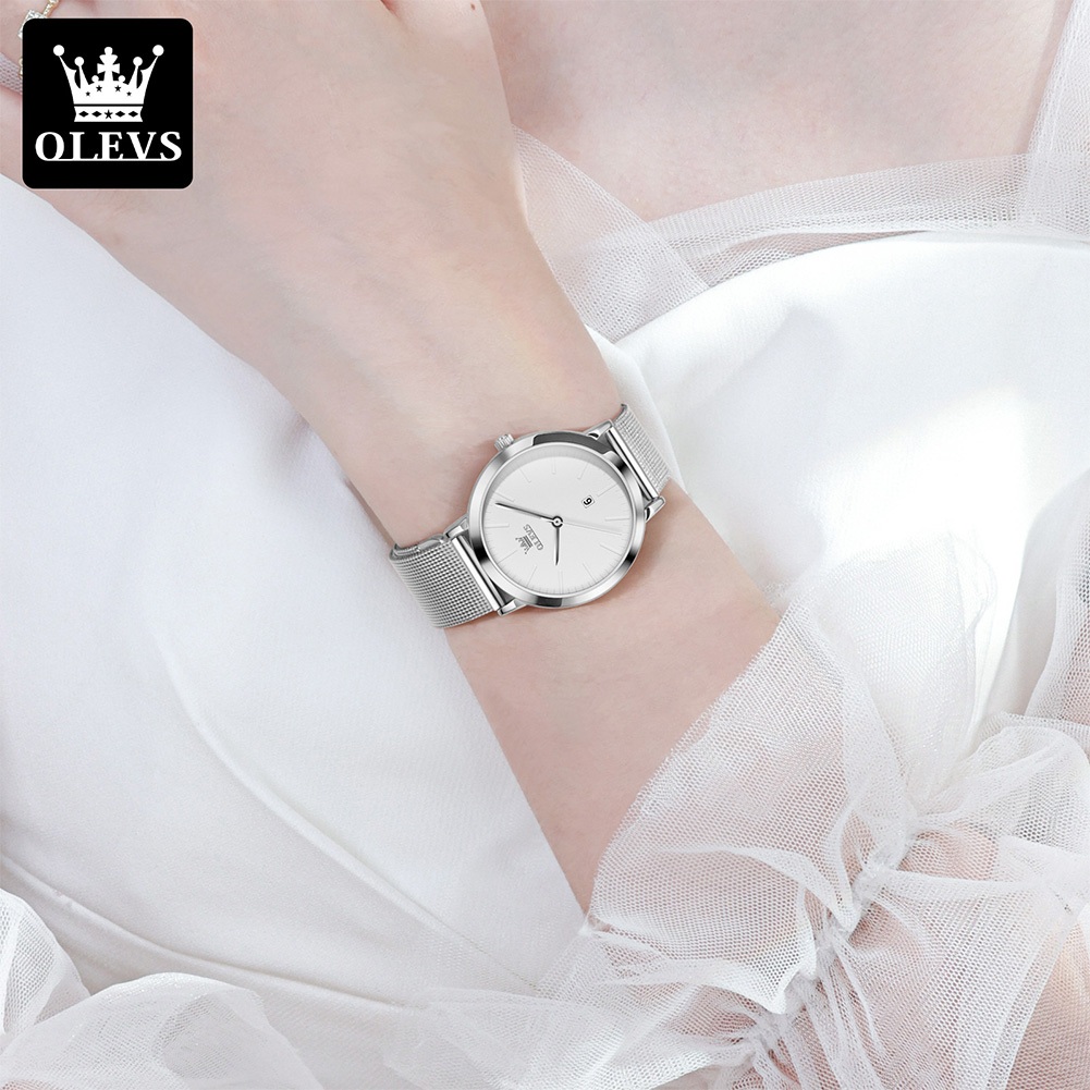 BEST SALE OLEVS Jam Tangan Wanita Original Anti Air Jam Tangan Wanita Rantai Kecil Stainless Steel