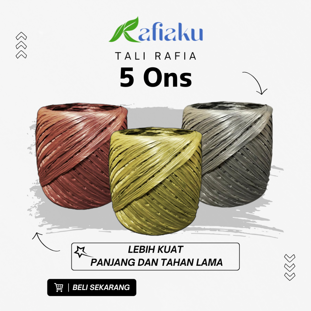 

Rafiaku - Tali rafia 0,5 kg gulungan padat, kuat dan dari bahan ramah lingkungan