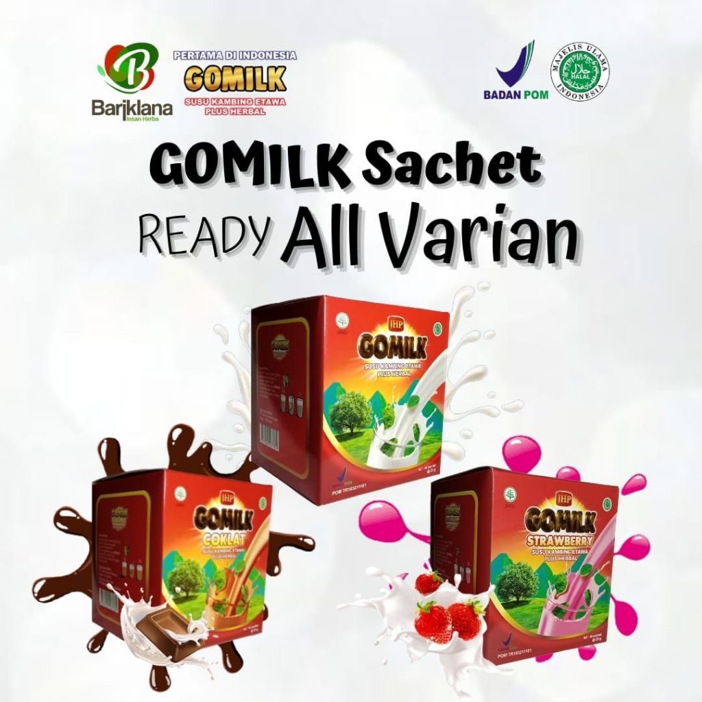 

Gomilk Sachet per Box Susu Kambing Etawa Plus Herbal Isi 40 Sachet