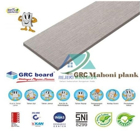 Mahoni Plank GRC 10 cm motif Kayu datar / Lisplang 8 x 100 x 3000 mm