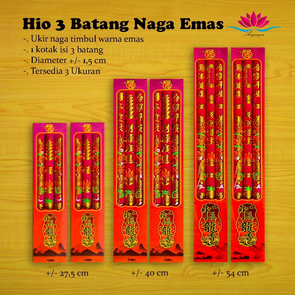 Dupa Sembahyang / Hio 3 Batang Naga Emas 6210