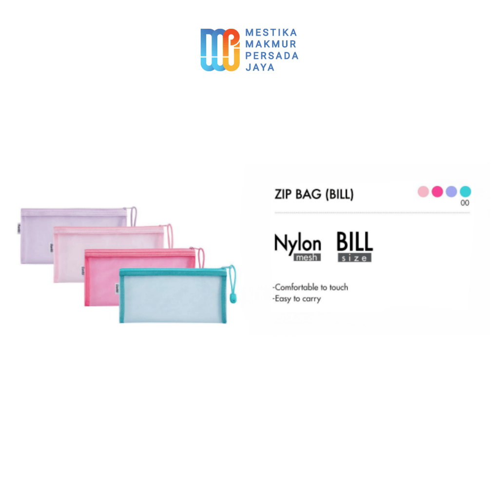 

Bantex Zip Bag Bill Size Nylon Mesh - Tas Serbaguna Warna Pastel BF2105