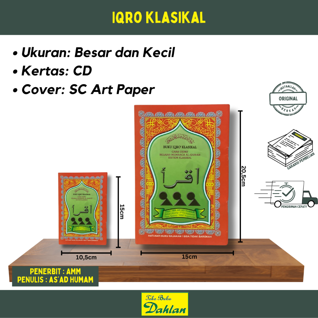 IQRO KLASIKAL, SOFTCOVER, UKURAN BESAR DAN KECIL,  KERTAS CD (KORAN) TOKO BUKU DAHLAN PENERBIT AMM Y
