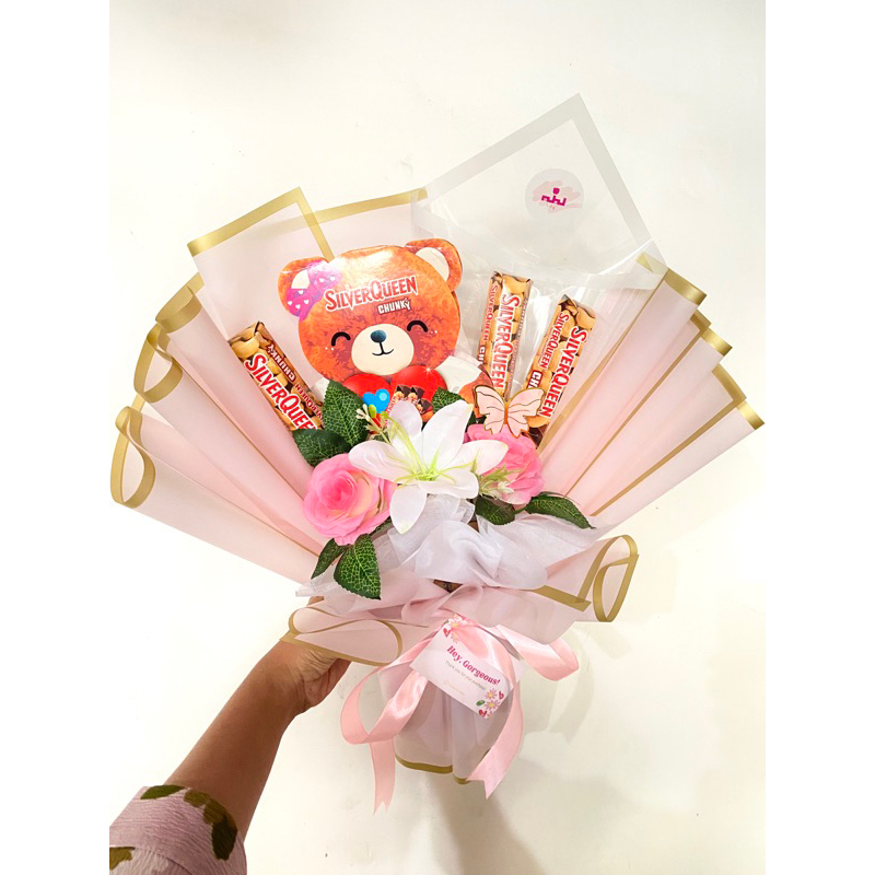 Buket Silverqueen boneka | Buket coklat | Buket valentine | buket coklat boneka