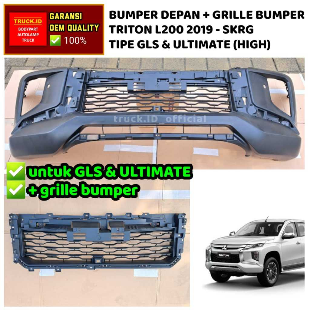 BEMPER BUMPER DEPAN TRITON L200 2019 2021 2022 +GRILL BUMPER TIPE GLS EXCEED