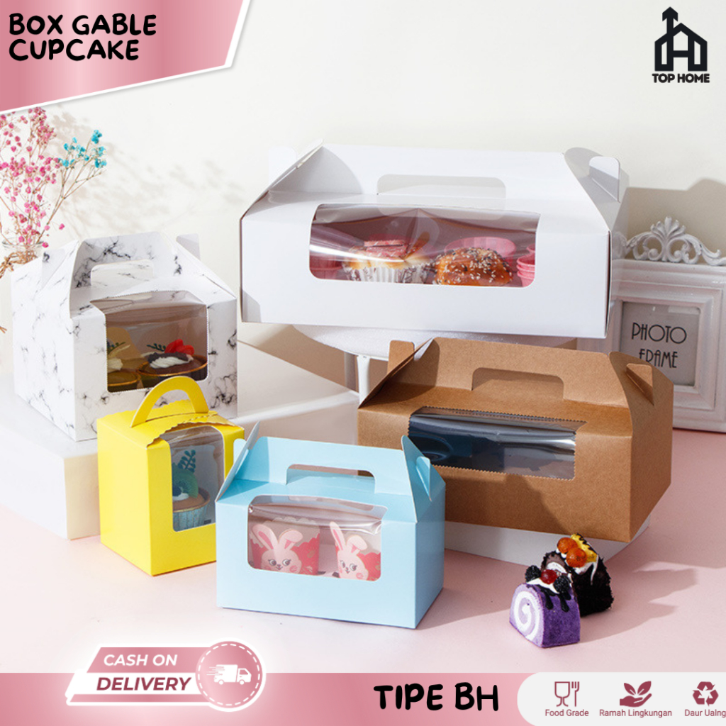 

Gable Box Cupcake Muffin /Box Eflute Gable Souvenir Hadiah Kemasan Laminasi Murah/ Kotak Kue Junjing