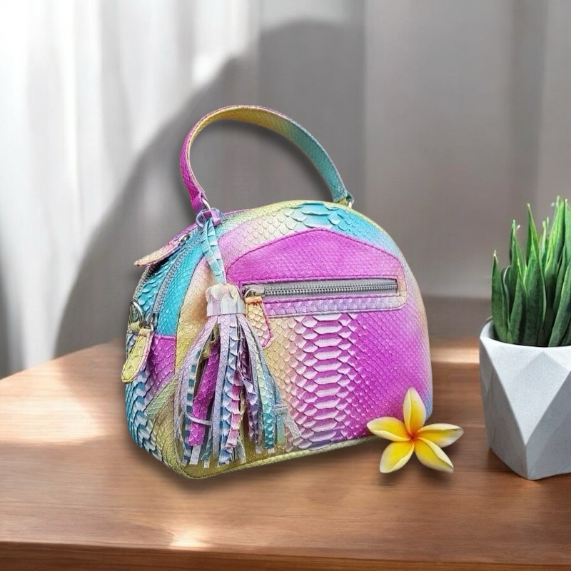 Tas Kulit Ular Piton Asli Wanita TAS KULIT ULAR OVAL/TOP HANDLE