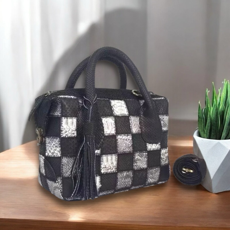 Tas Kulit Ular Piton Asli Wanita NATALIE SKAK FREE GELANG KULIT