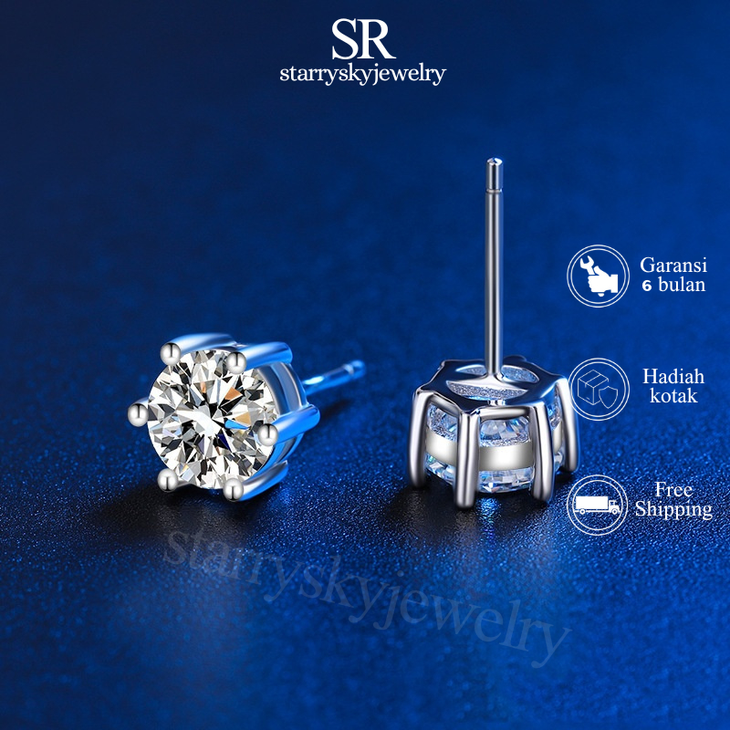 Anting Titanium Pria Wanita Anti Karat Anting Berlian Emas Putih Couple Anting Tusuk Fashion Daily