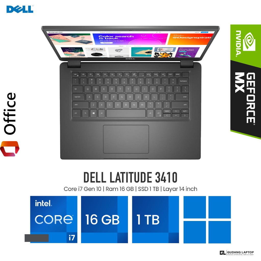 Laptop Gaming Dell Latitude 3410 Core i7 Gen 10 RAM 16 GB SSD 1 TB VGA NVIDIA GEFORCE 2 GB