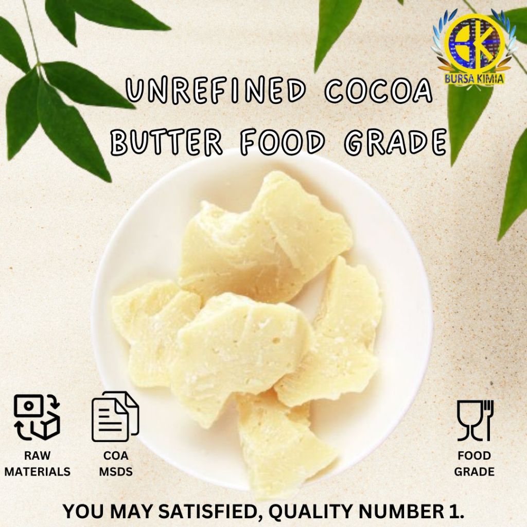 

Premium Quality Unrefined Cocoa Butter Food Grade 250gr / Lemak Biji Kakao Food Grade 250gr