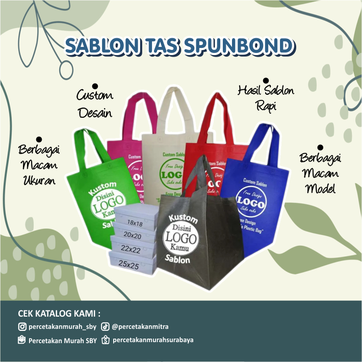 

TAS SPUNBOND / GOODIE BAG / BINGKISAN SABLON 1 WARNA CUSTOM DESAIN