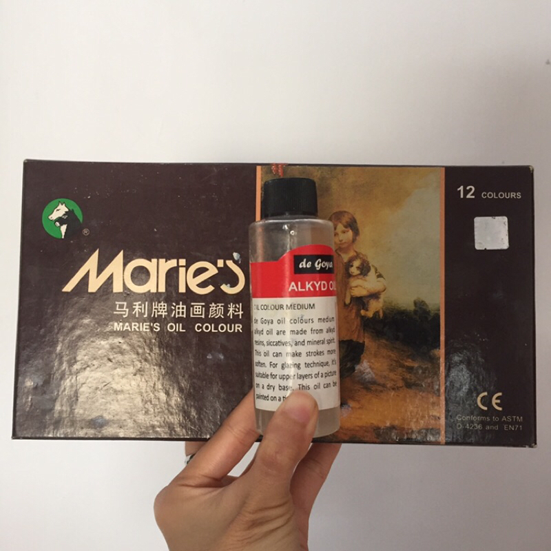 

PRELOVED CAT MINYAK MARIES OIL PAINT ISI 12 FREE ALKYD OIL KUAT DAN PALET PLASTIK