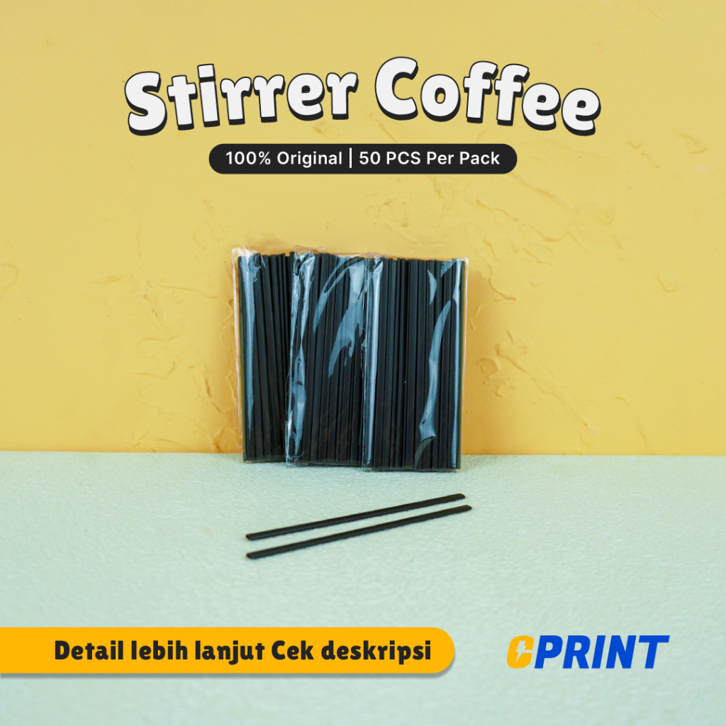 Stirrer Coffee Higienis // Sedotan Pipih Pengaduk Kopi Panas Plastik Warna Hitam