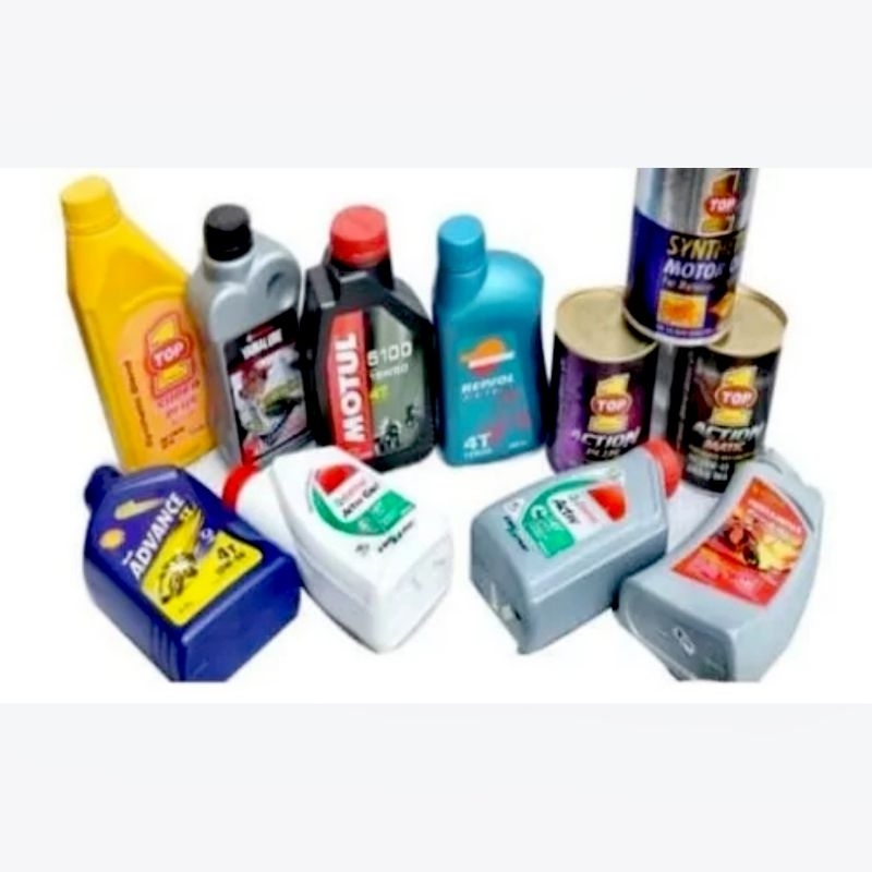 botol oli mesin bekas komplit dengan tutupnya shell repsol motul tmo toyota nissan yamalube xten