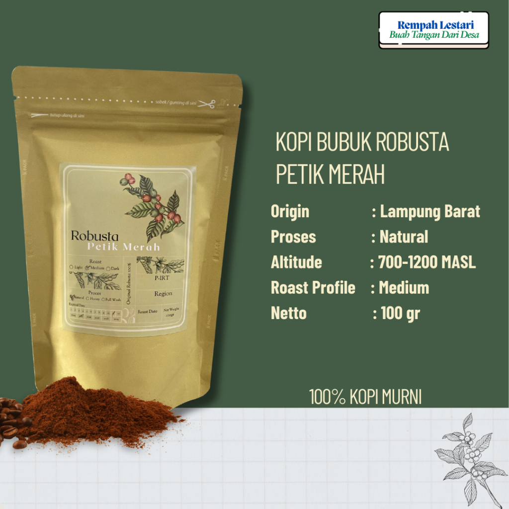 

kopi bubuk robusta petik merah lampung barat