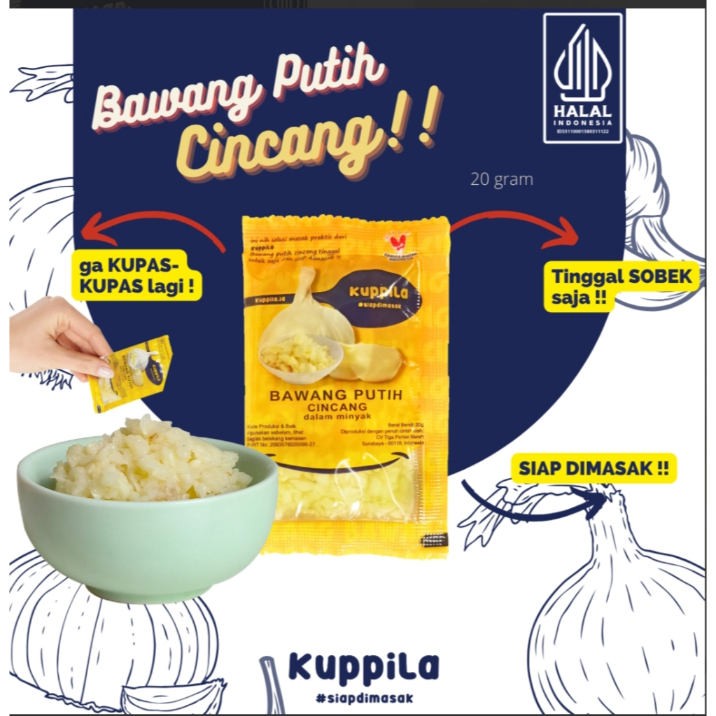 

BAWANG PUTIH CINCANG dalam MINYAK ( 5 Sachet @20gram )