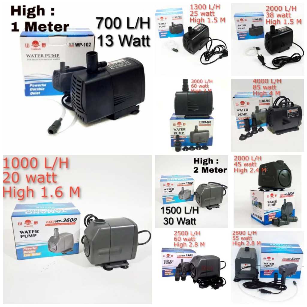 Mesin Pompa Celup YAMANO WP 102 103 104 105 106 3600 3700 3800 3900 Filter Aquarium Aquascape Air Te