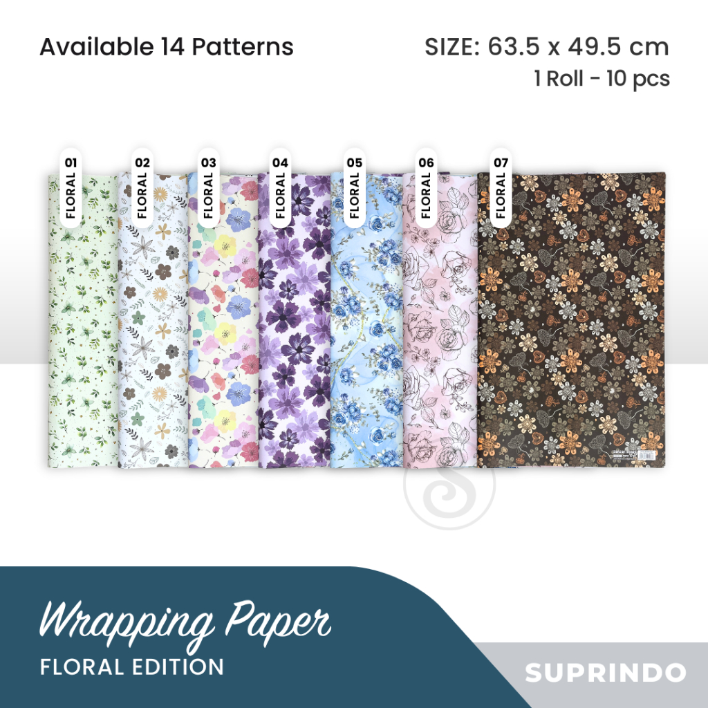 

(10 lbr) KERTAS KADO MOTIF TRAVEL / FLORAL (63.5 x 49.5 cm)