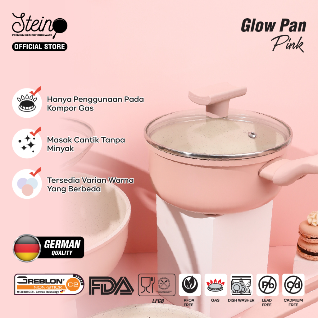 STEIN Glowpan Saucepan 16cm (Panci Satuan) | Panci Anti-Lengket German | Panci Masak Official Store