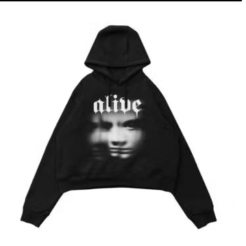 CROP HOODIE OVERSIZE UNFINISHED | EXISITING BLACK