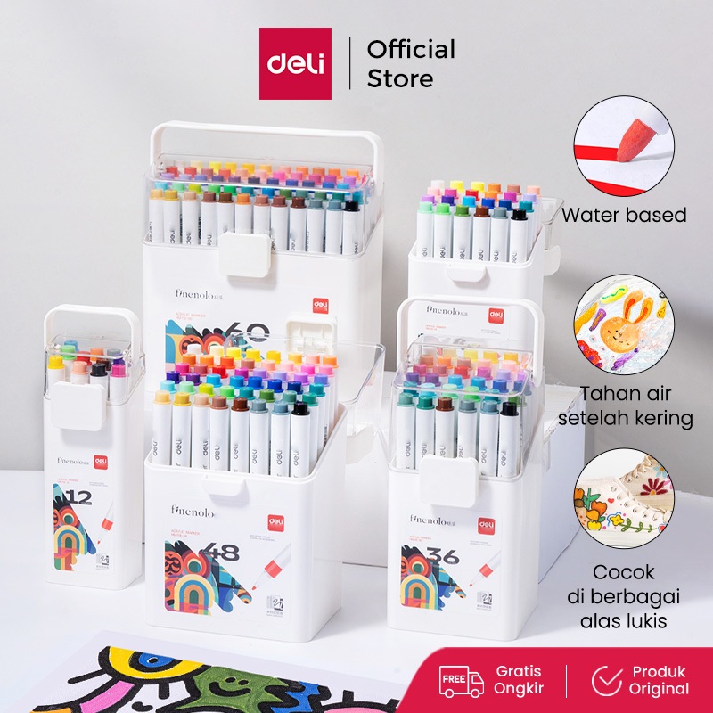 

[ Deli x Nuface ] Deli Spidol Akrilik / Acrylic Marker Water Based Warna Cerah HM118