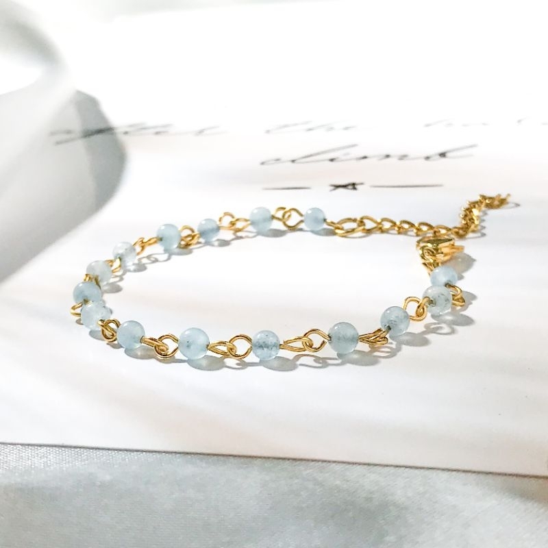 Stone Bracelet Link - Aquamarine