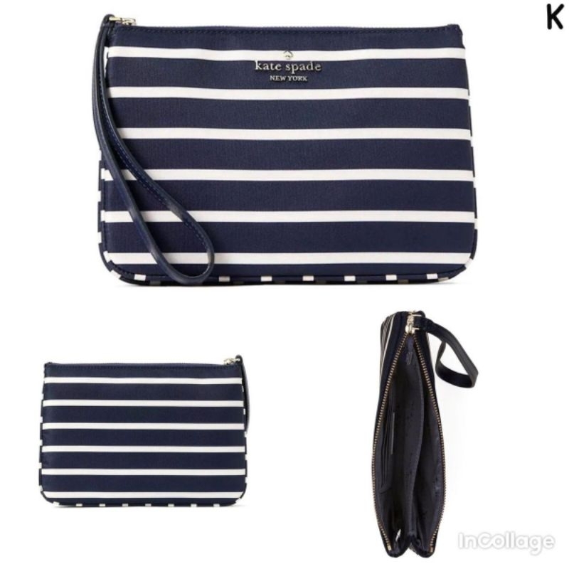 Kate Spade Pouch Wrislet Navy Stripe