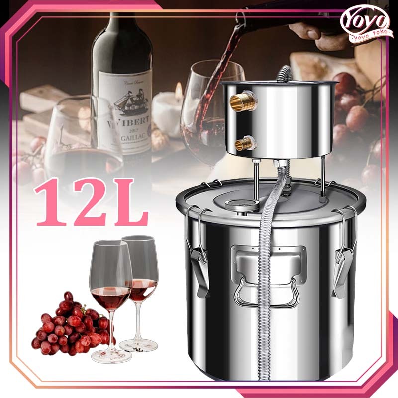 Distiller Moonshine 12L 304 Stainless Steel Alat Penyulingan Destilasi Alkohol Destilasi Penyulingan
