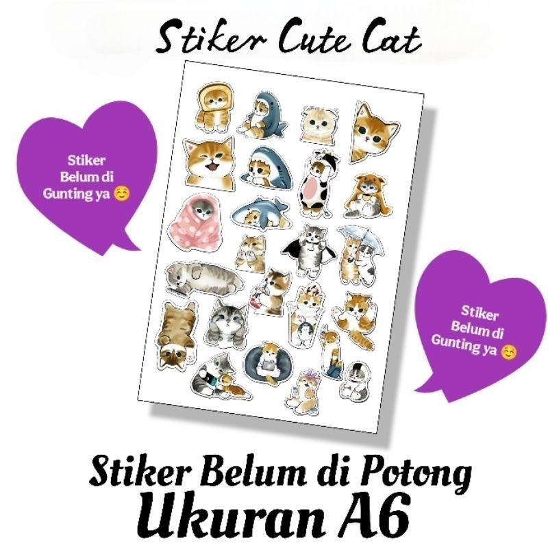 

Sticker Vinyl Cute Cat Ukuran A6 Belum Dipotong / Sticker Cute Cat / Stiker Karakter / Sticker Cartoon Lucu / Sticker Belum Dipotong