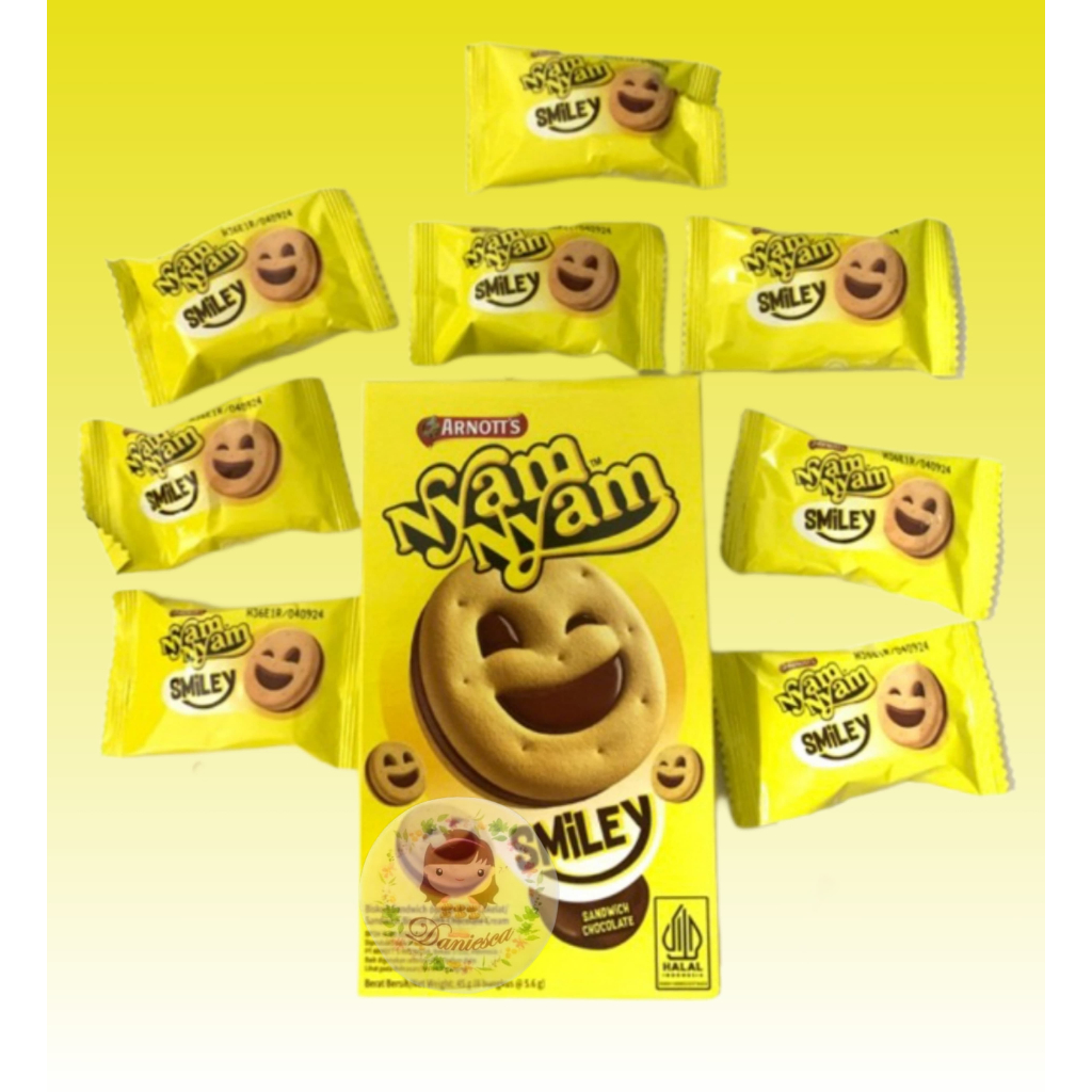 

.Nyam Nyam Smiley Biscuit Sandwich Chocolate 45gr ( ds bgr )