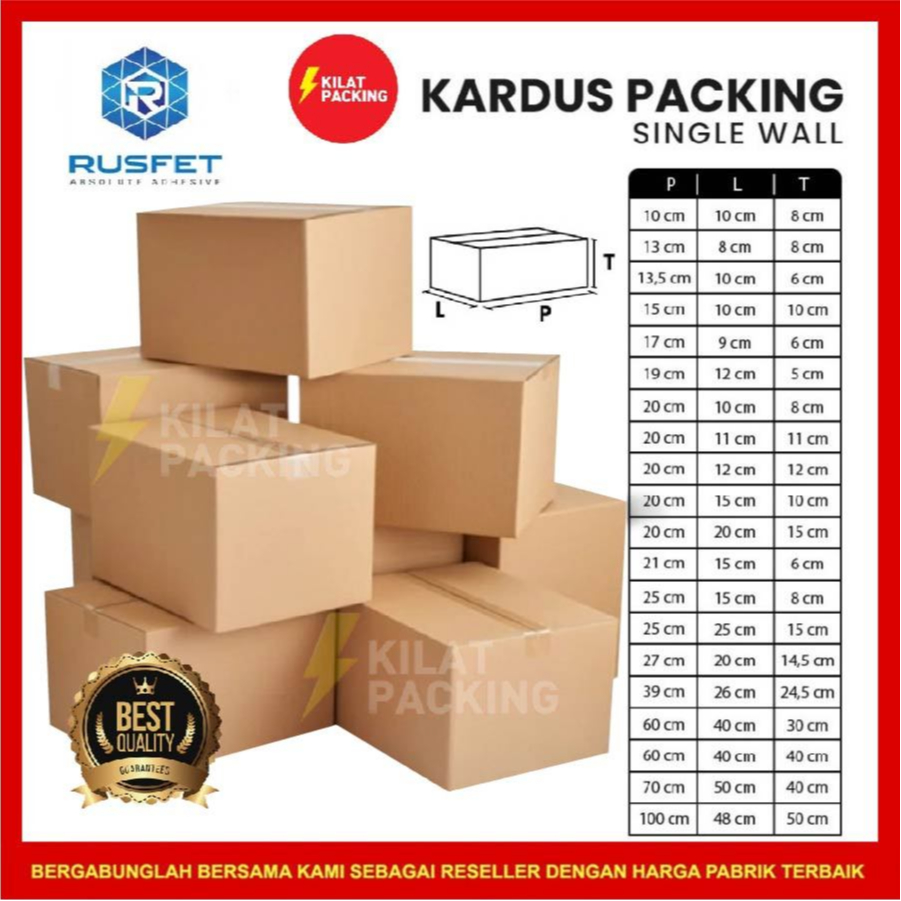 KARDUS PACKING RUSFET / DUS KARTON BOX PACKING / BOX KARDUS BARU COKLAT POLOS SATUAN