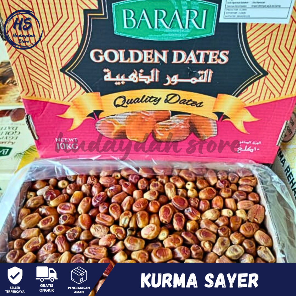 

Kurma Emirate Sayer 500Gram Arab Saudi Premium Madu Bergizi Daging Tebal BPOM Mesir Golden Valley