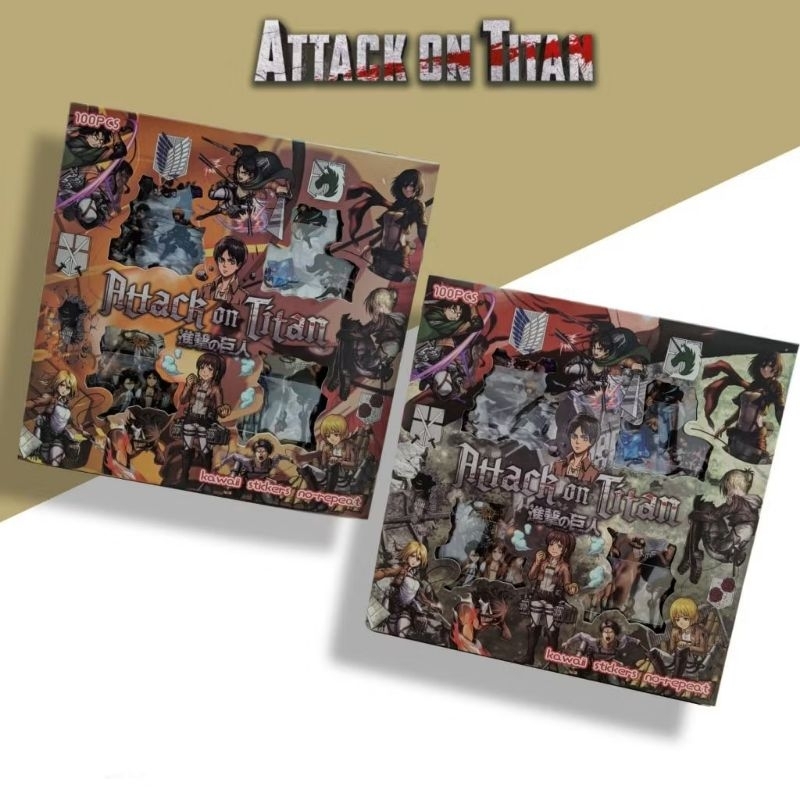 

Sticker Attack On Titan tahan air, sticker Eren, Levi, Mikasa, Armin, Erwin, Shasa, Jean, Stiker Titan, stiker attack on titan