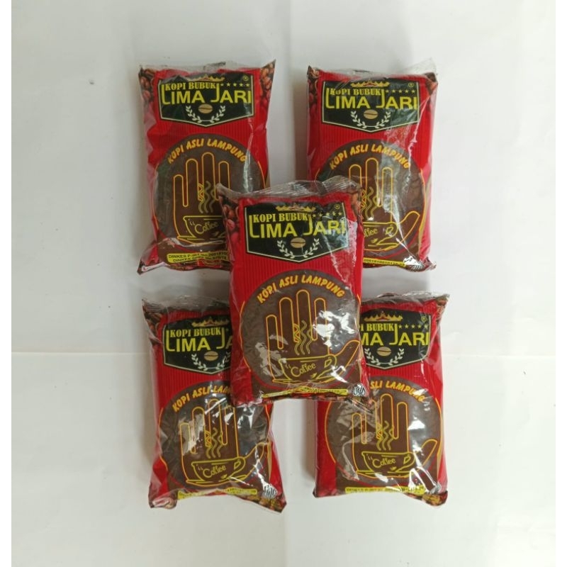 

5 bks Kopi Robusta asli Lampung Lima Jari 100gr