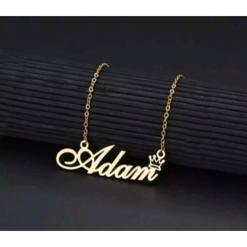 kalung ukir Nama castum titanium