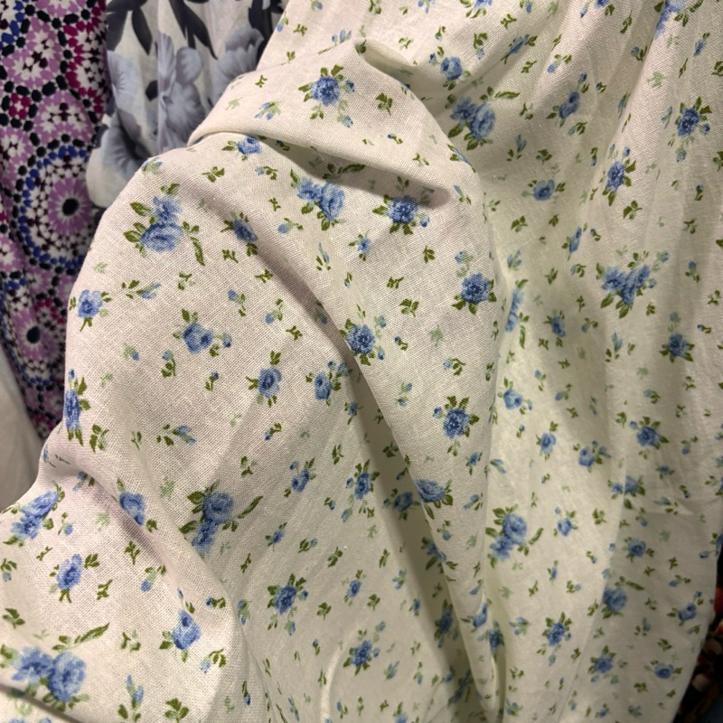 kain katun linen motif bunga - kain linen premium motif - linen premium meteran - kain motif premium