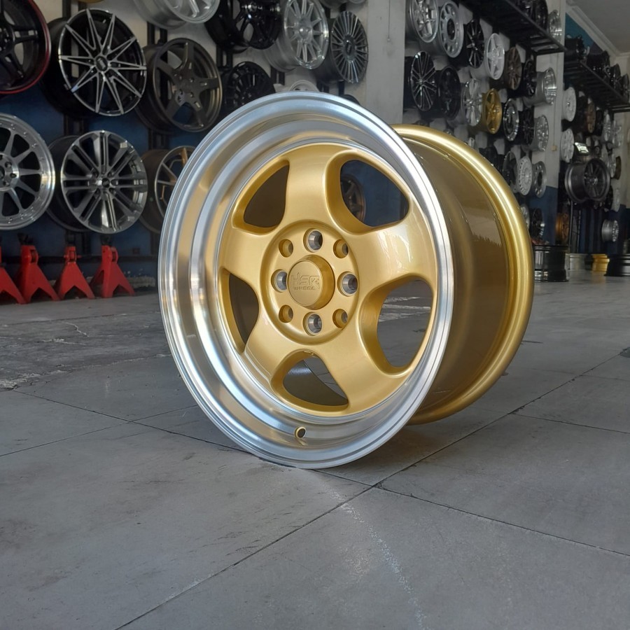 VELG CELONG WORK MEISTER R15 HSR BRISKET PCD 4X100-114,3 LEBAR 7/8 GOLD RING 15