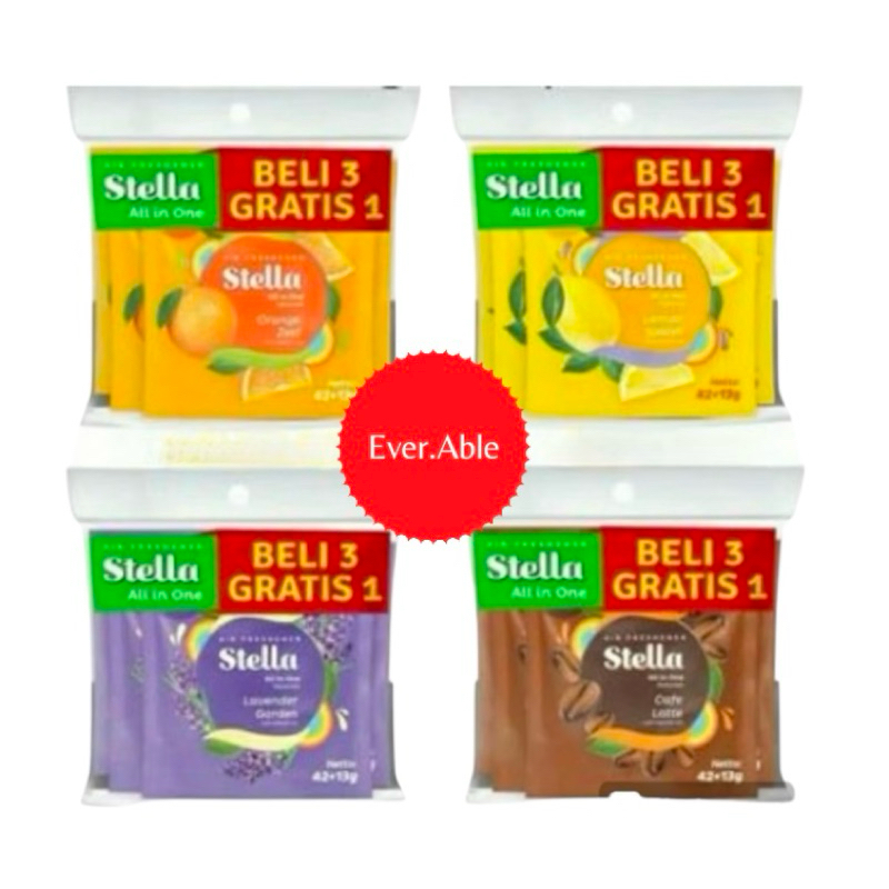 (BELI 3 GRATIS 1) STELLA AIR FRESHENER ALL IN ONE 42 + 13 GR X 4