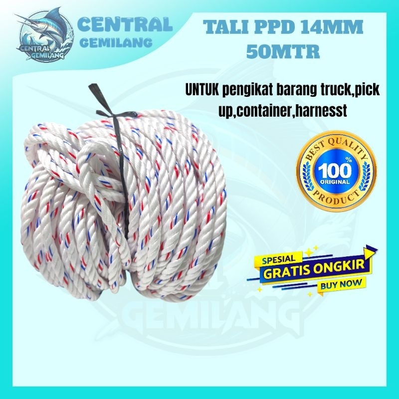 TALI TAMBANG PPD 14MM,Tali pengikat barang truck,pick up,container,Tali tambang plastik serbaguna
