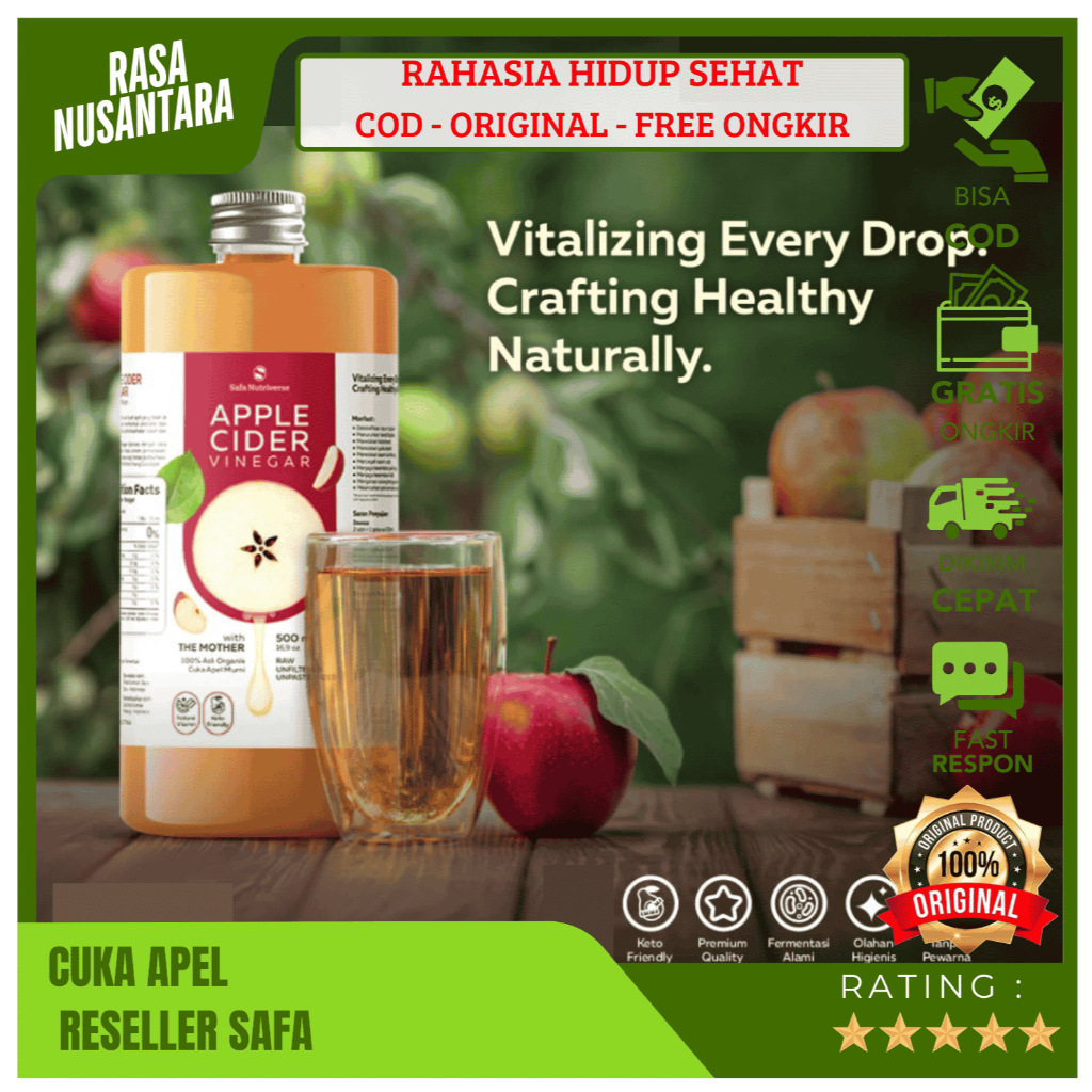

SAFA CUKA APEL ORIGINAL (GRATIS ONGKIR) Cuka Apel 250ML,500ML,1L / Cuka Apel Original Buat Diminum / Cuka Apel Untuk Kesehatan & Diet / Apple Cinder Vinegar With Mother / Cuka Apel Untuk Obat & Diabetes / Cuka Sari Apel Asli Untuk Kuit,Wajah / Best Seller