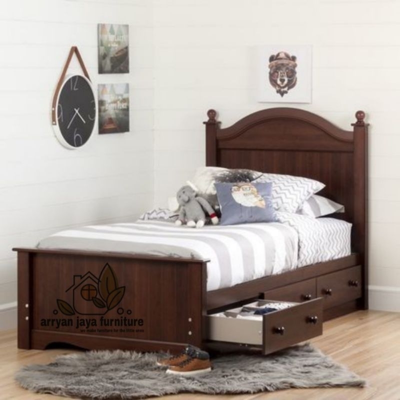 tempat tidur anak laci kayu jati, divan anak storage