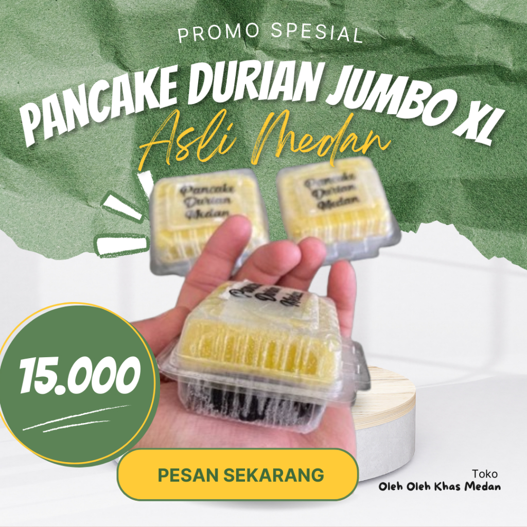 

Pancake Durian Jumbo XL / Mika XL full durian non cream / lezat & Berkualitas / Oleh oleh Medan