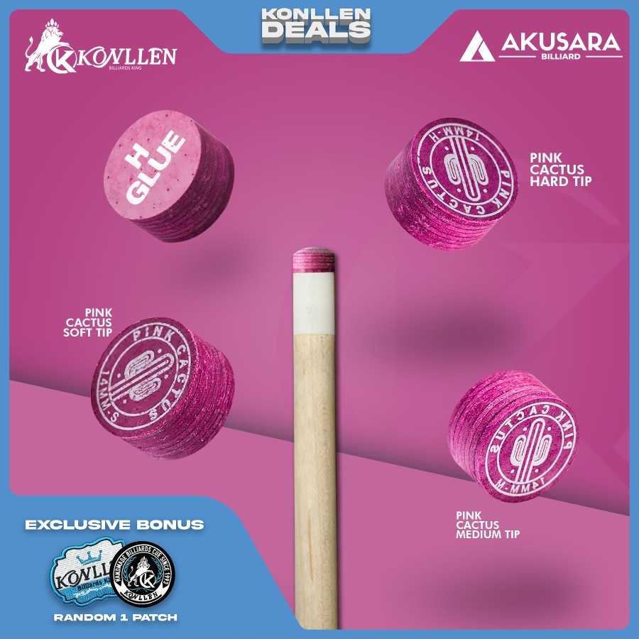 Tip Billiard Pink CACTUS Medium Konllen Cue Tip Billiard