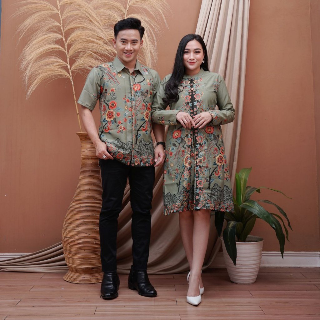 Tunik batik couple ELEGAN MODERN DRESS FASHION atasan wanita KEKINIAN LIDYA SAGE
