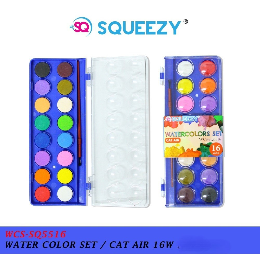 

SQUEEZY WATERCOLORS SET 12C 16C WCS-SQ5516 CAT AIR WATERCAKE 12 16 WARNA