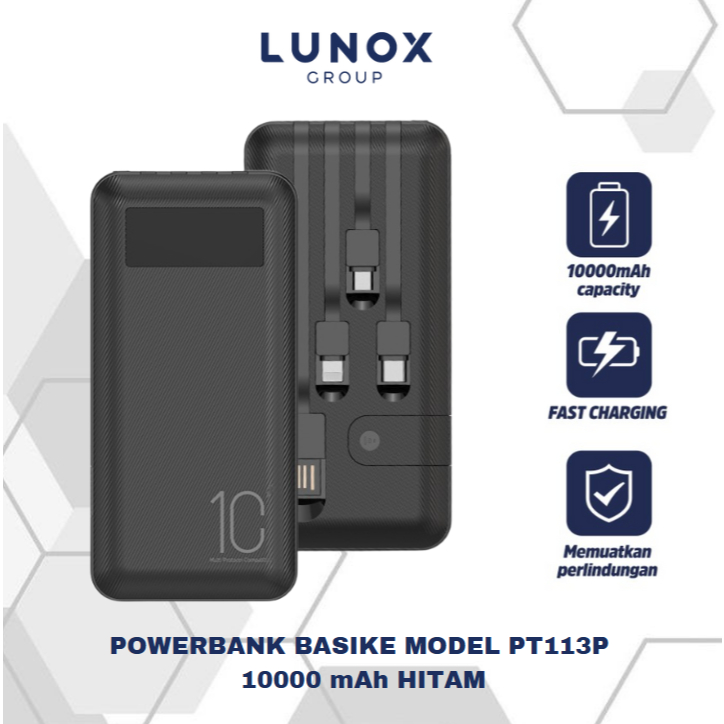 BASIKE Powerbank 20000mah Fast Charging Kabel TypeC Micro USB Lightning | BASIKE MODEL PT113P