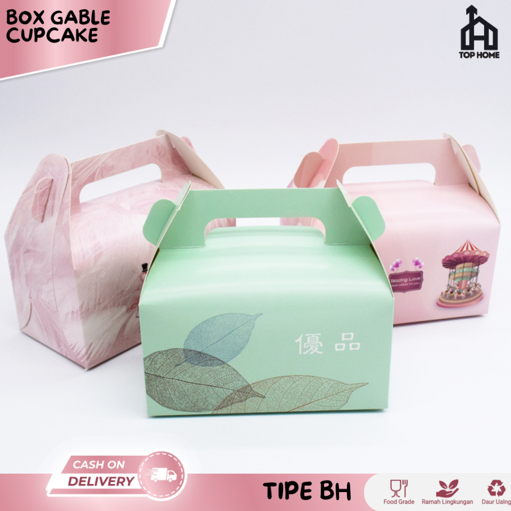 

Gable Box Cupcake Kotak Kue tenteng Motif Handle Box Cupcake / Kotak Kue / Gablebox Cupcakes / BH08
