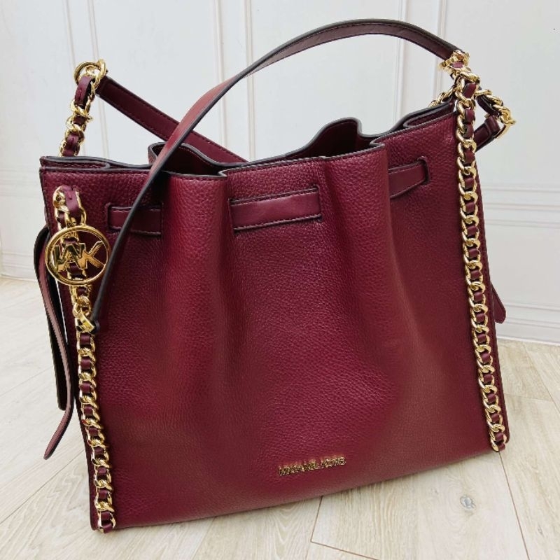 Tas Michael Kors MK Mina Large Tote Maroon