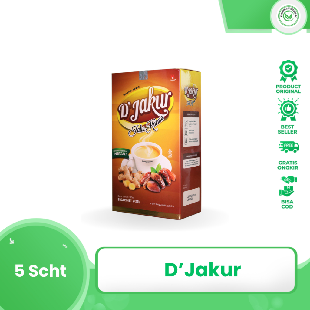 

DJAKUR Jahe Merah Kurma Minuman Herbal Isi 5 Sachet Mengatasi Perut kembung pusing susah tidur demam